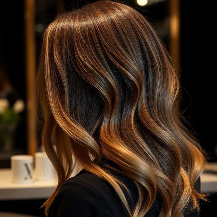 Glossy balayage hair coloring