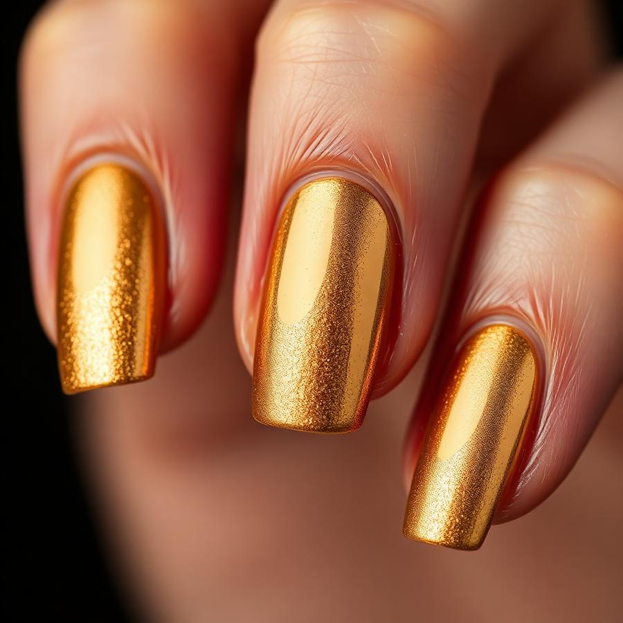 Golden nail art manicure